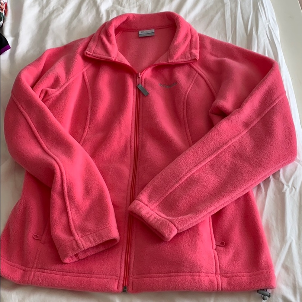 hot pink columbia zip up jacket